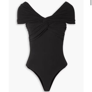 KHAITE Elegant Black Off-Shoulder Bodysuit - NWT